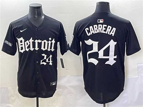Men%27s Detroit Tigers #24 Miguel Cabrera Black Motor Gothic Edition Vapor Premier Limited Stitched Jersey->detroit tigers->MLB Jersey